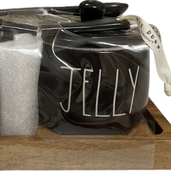 NEW Rae Dunn JAM & JELLY Jar Set w/Serving Spoons & Wooden Tray - Picture 3 of 4